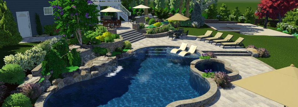 3d landscape design backyard with pool